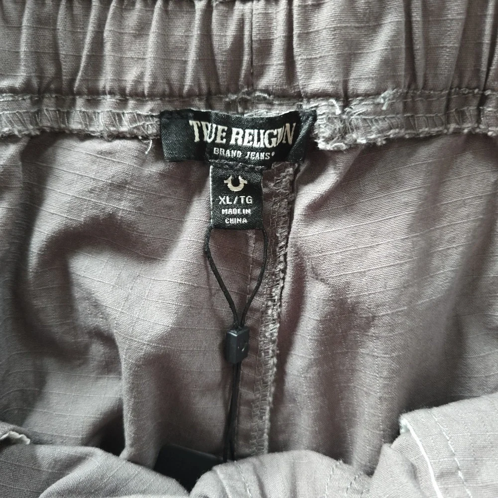 True Religion Ripstop Jogger Granite Grey Cargo Pockets Men's Pants Size XL NWT